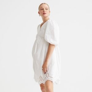 NWT H&M maternity white cotton eyelet dress